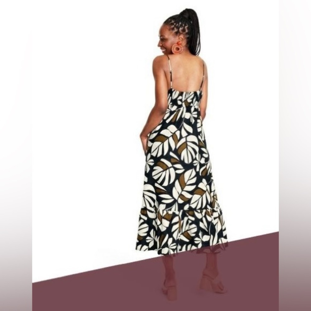 NWT Tabitha Brown x Target Botanical Print Sleeveless Tie-Front Midi Dress Sz L - Picture 2 of 6